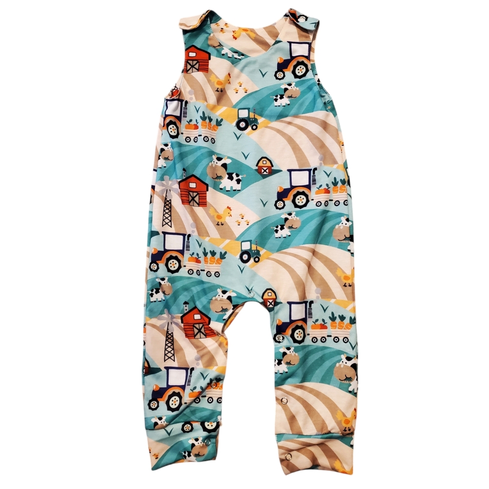 Farm Print Baby Overalls